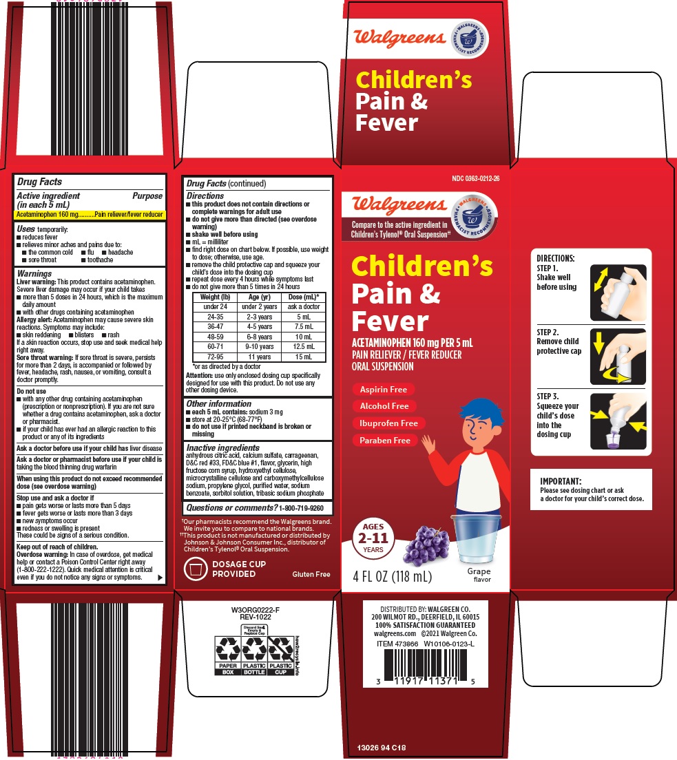 Pill image for Walgreen Co. Children’s Pain & Fever Drug Facts