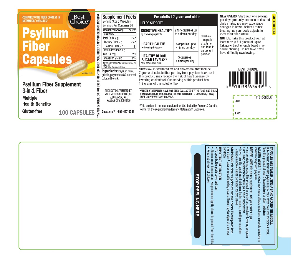 Pill image for Best Choice Fiber Capsules Psyllium Husk