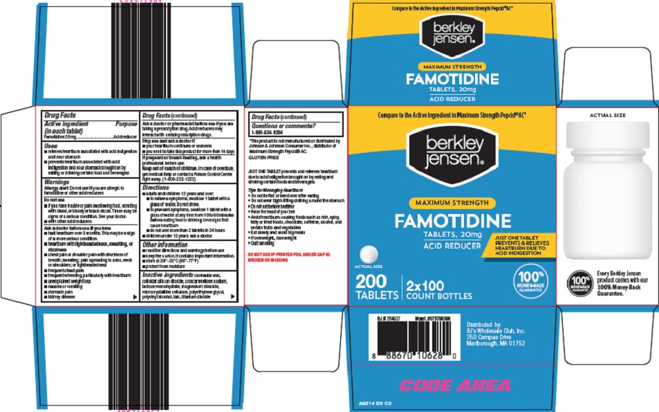 Pill image for Bjwc Famotidine Tablets, 20 Mg Drug Facts