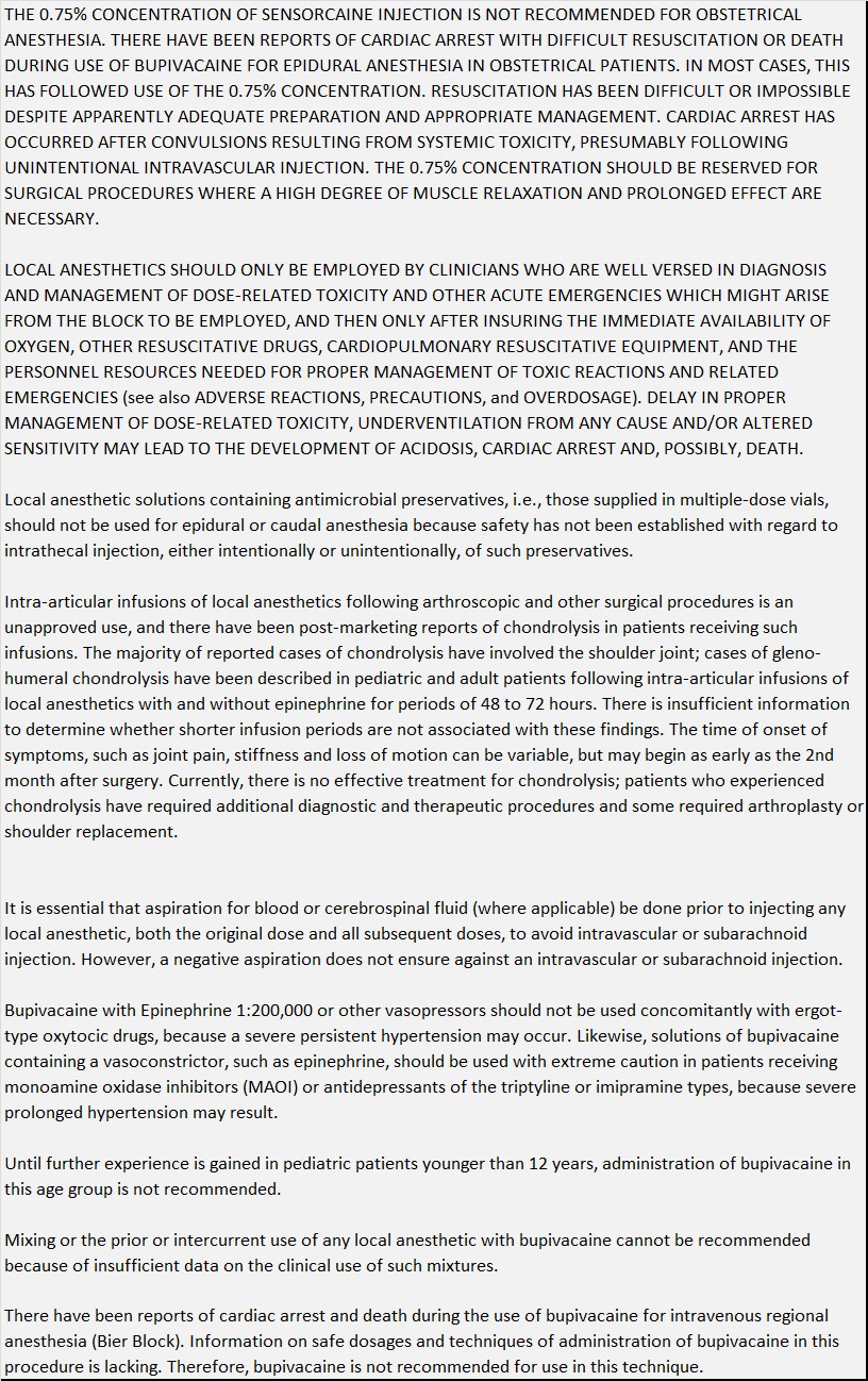 Pill image for Sensorcaine(r) (bupivacaine Hci And Epinephrine Injection, Usp) With Epinephrine 1:200,000 (as Bitartrate) 0.25% 125mg Per 50ml (2.5mg Per Ml) 50ml Vial