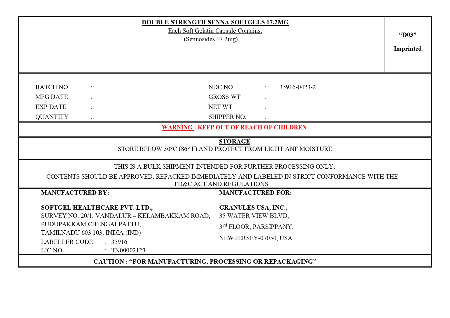 Pill image for Sennosides 17.2 Mg Softgels (senna)