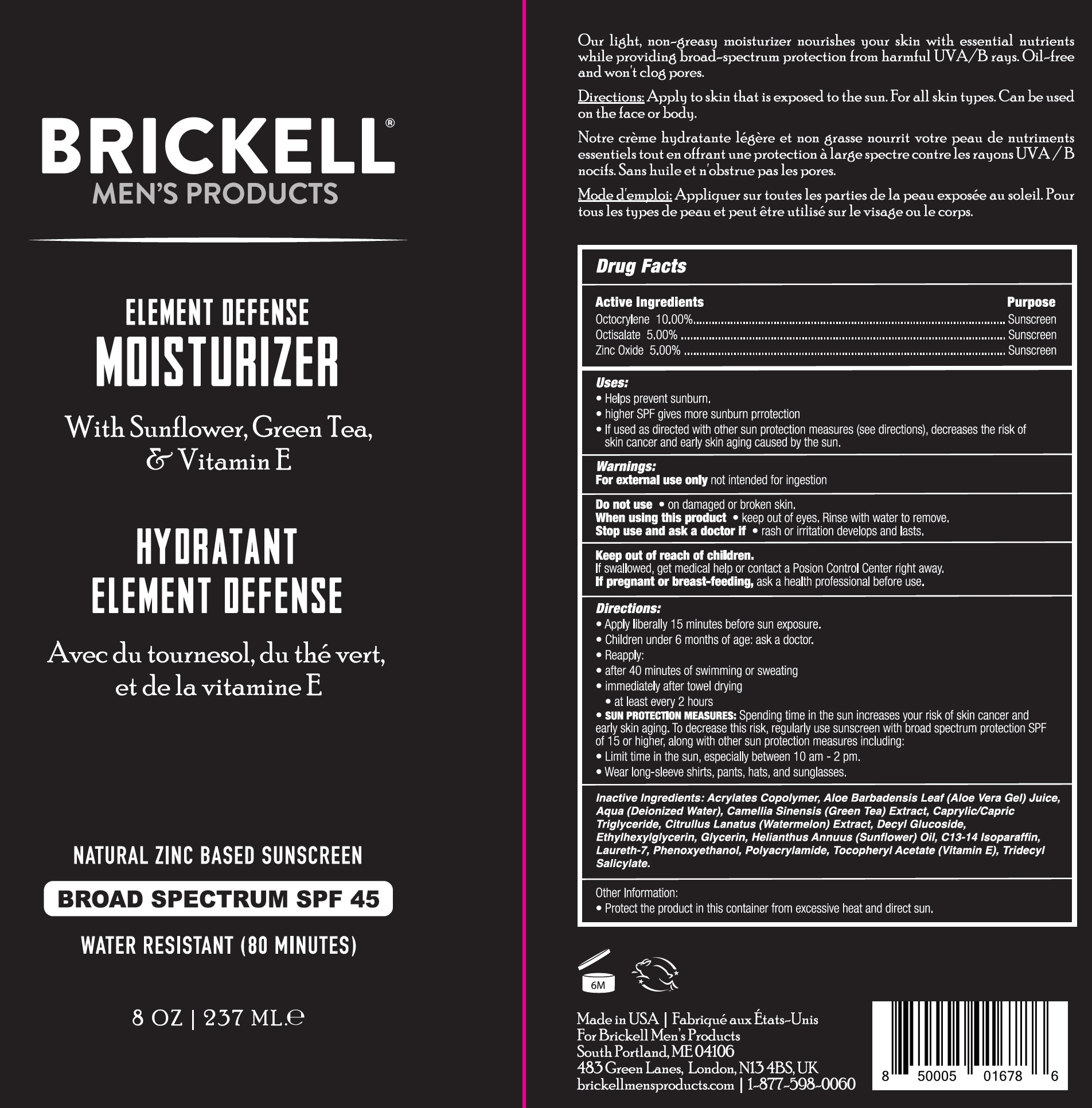 Pill image for Brickell Element Defense Moisturizer Spf-45