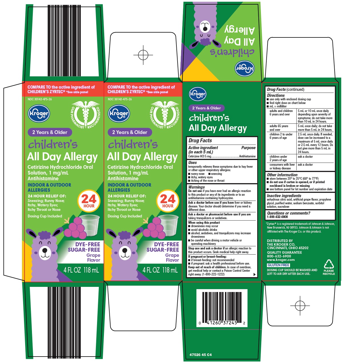 Pill image for Kroger Co. Children’s All Day Allergy Drug Facts