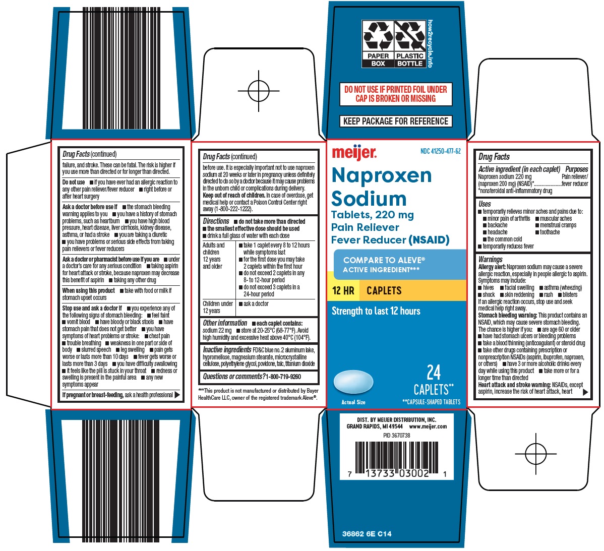 Pill image for Meijer Distribution, Inc. Naproxen Sodium Tablets, 220 Mg Drug Facts