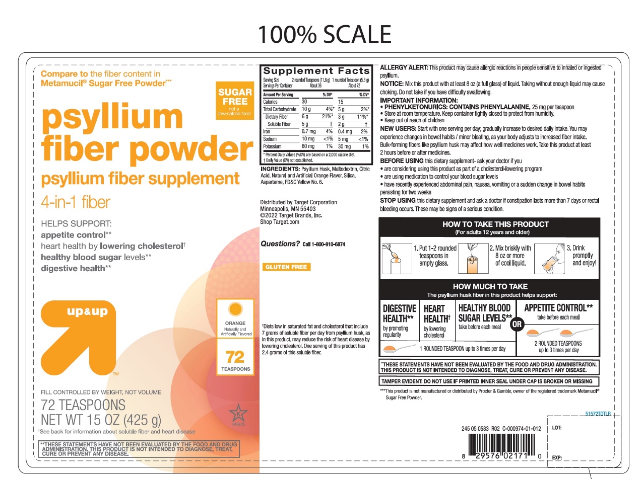 Pill image for Target Fiber 100% Natural Psyllium Husk Orange Flavor Sugar Free 72 Teaspoon Doses