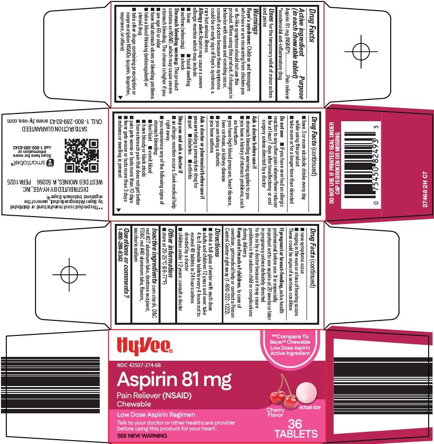 Pill image for hy-vee, inc. aspirin 81 mg drug facts