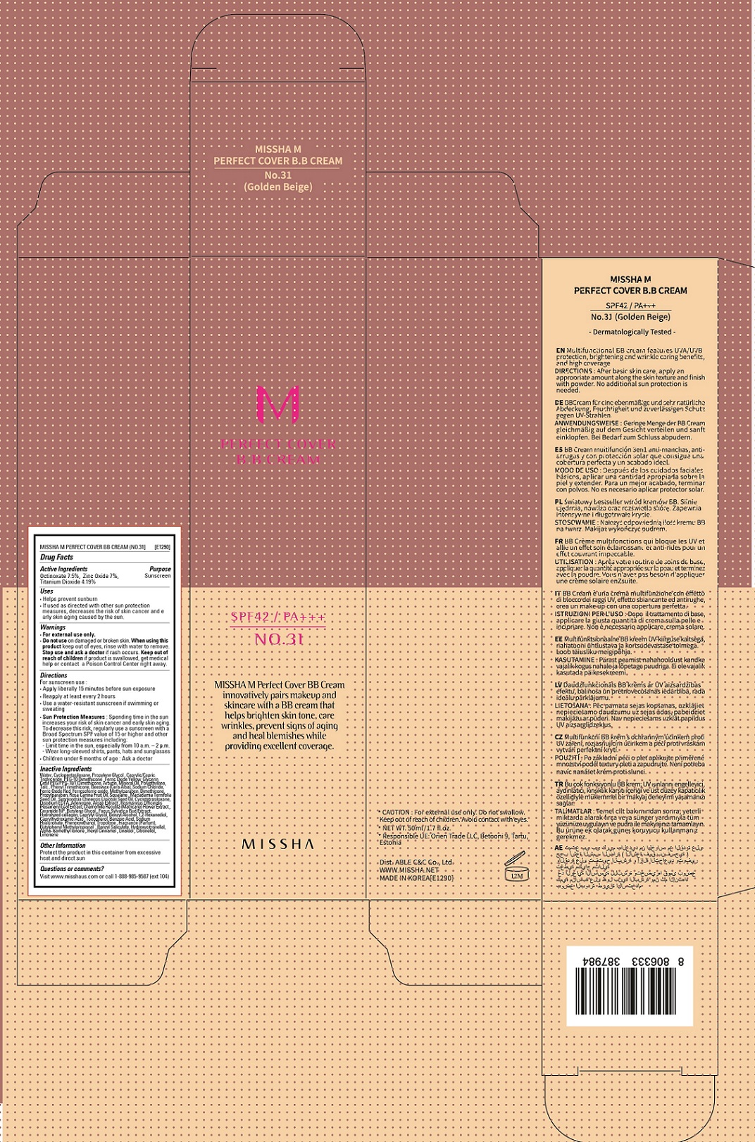 Pill image for missha m perfect cover bb no 31