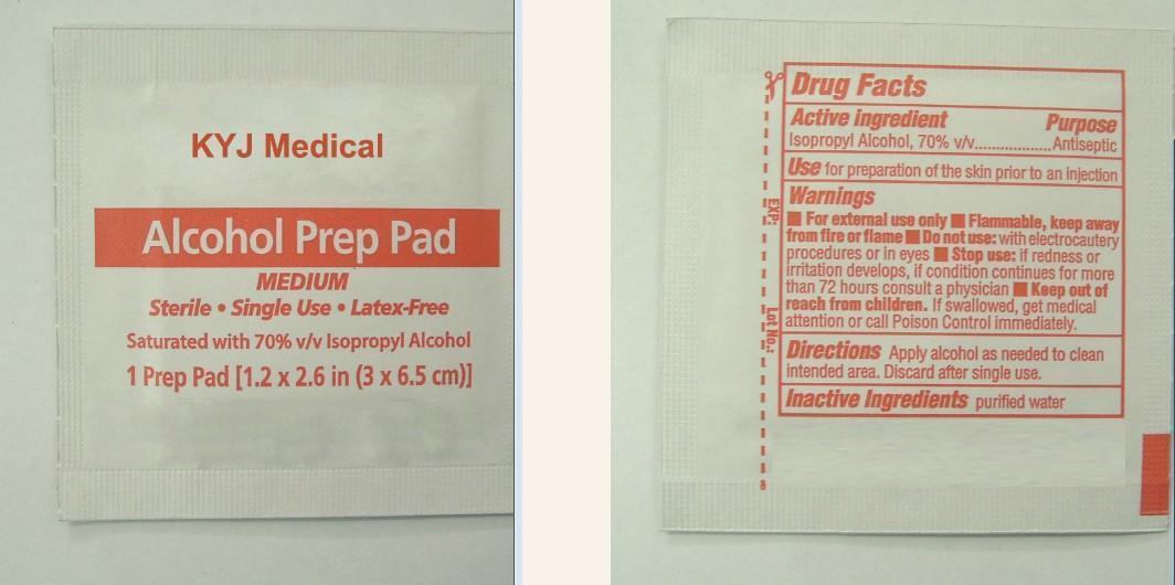 Pill image for Kyj Medical Alcohol Prep Pad Medium Sterile ,single Use, Latex-free Saturated With 70% V/v Isopropyl Alcohol