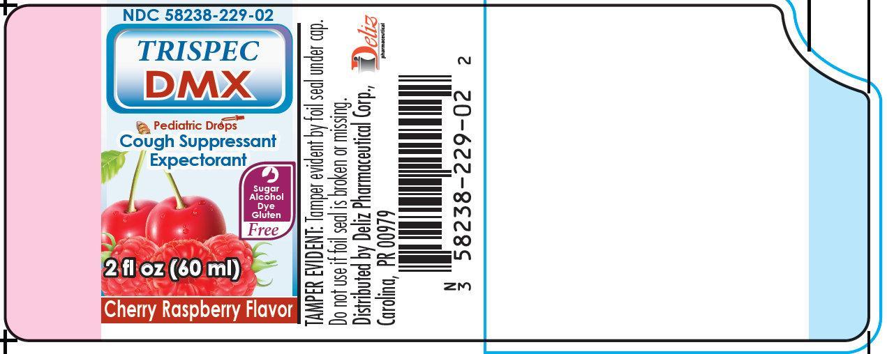 Pill image for trispec dmx pediatric drops cough suppressant expectorant cherry raspberry flavor