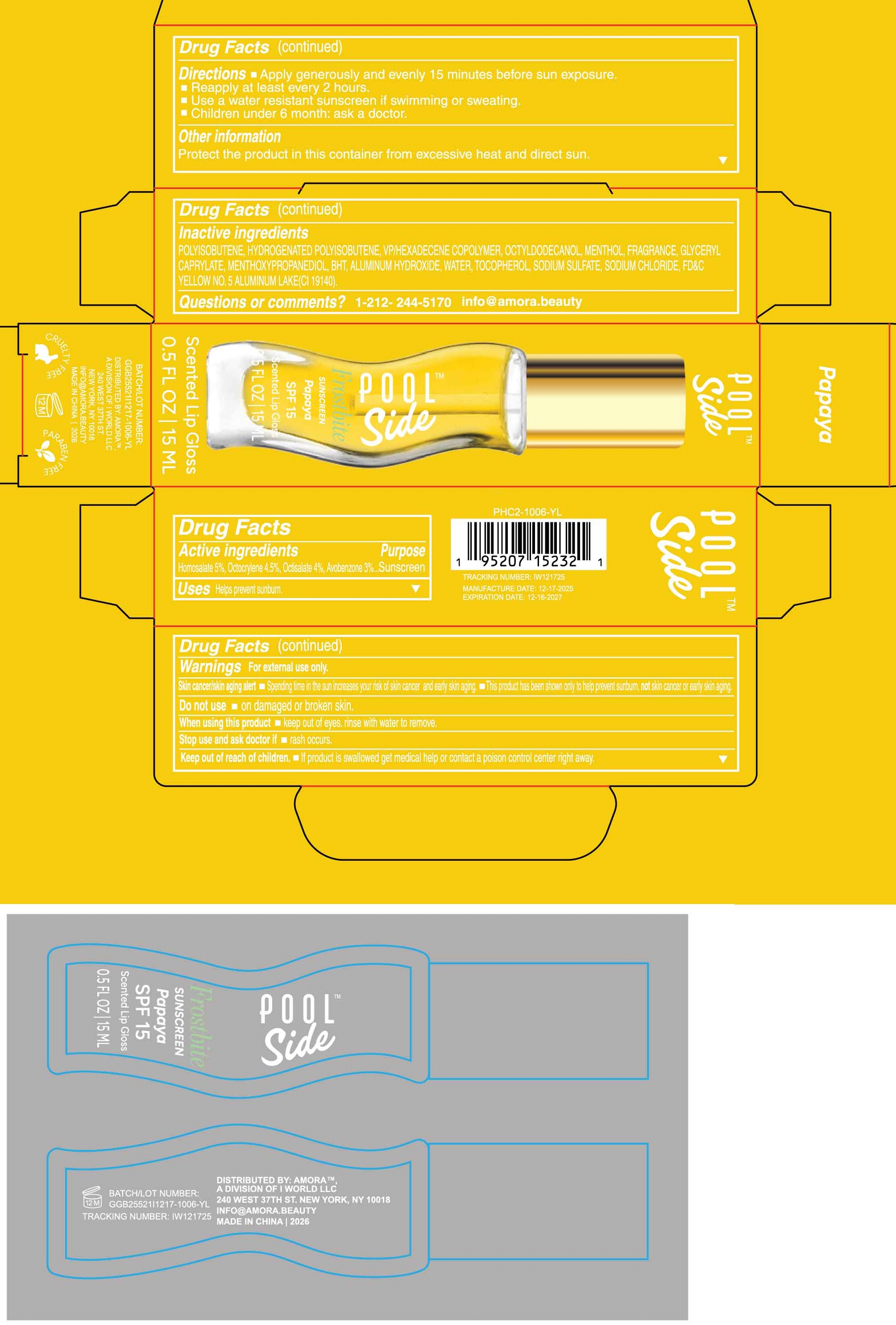 Pill image for Poolside Frostbite Sunscreen Papaya Spf 15 Scented Lip Gloss