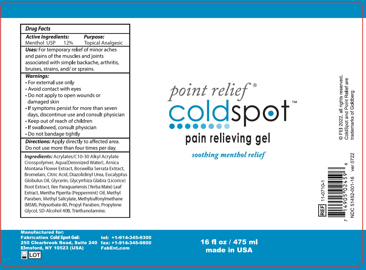 Pill image for Point Relief Cold Spot Pain Relieving Gel