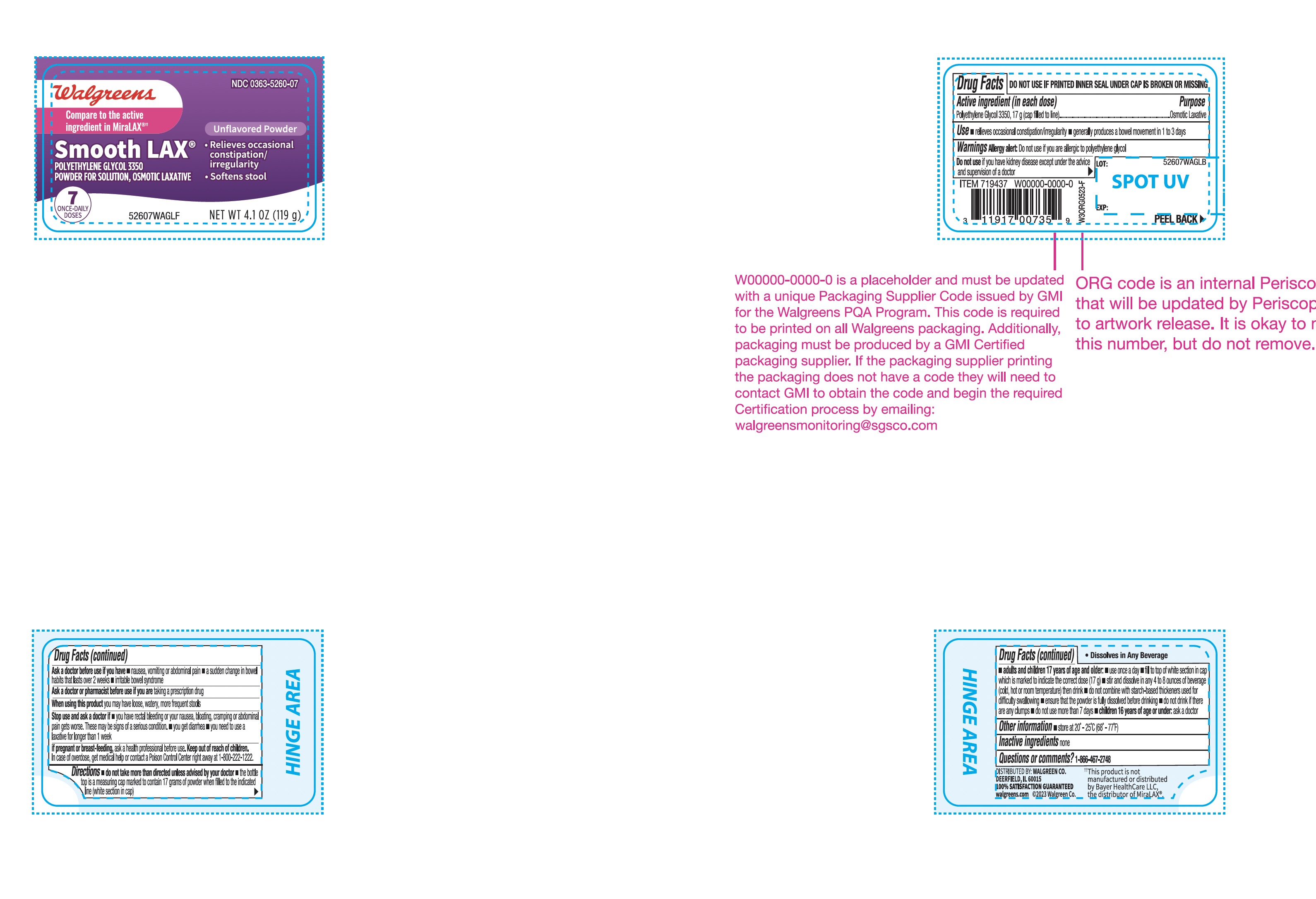 Pill image for Walgreens Polyethylene Glycol 3350 Drug Fact