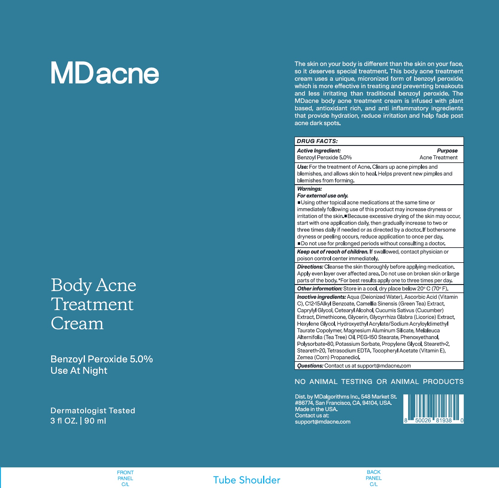 Pill image for Mdacne Body Acne Treatment Cream Benzoyl Peroxide 5%