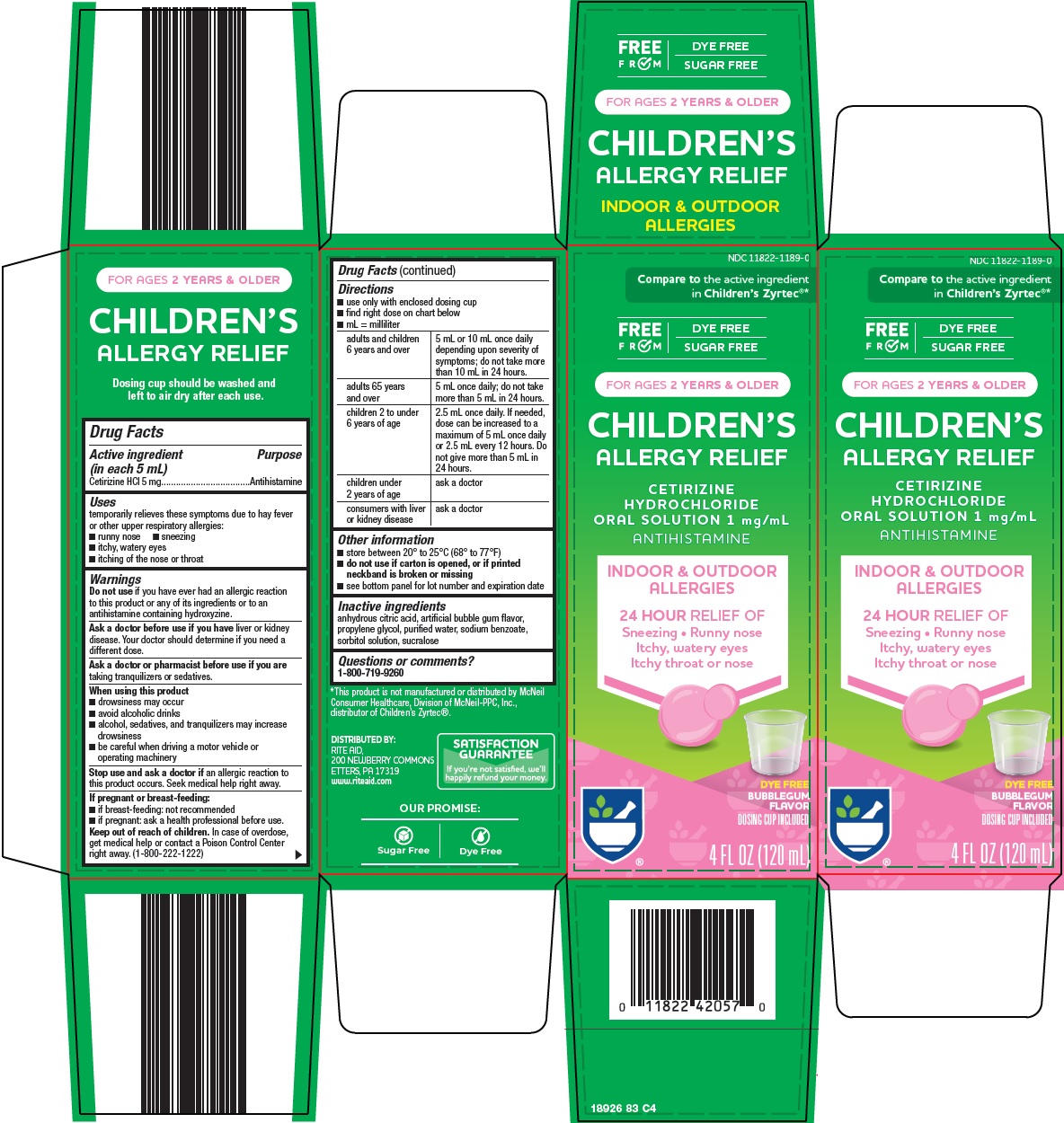 Pill image for Rite Aid Corporation Children’s Allergy Relief Drug Facts