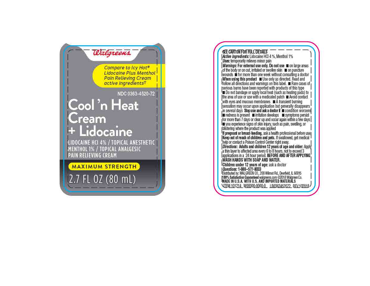 Pill image for Walgreens Cool N' Heat Cream + Lidocaine
