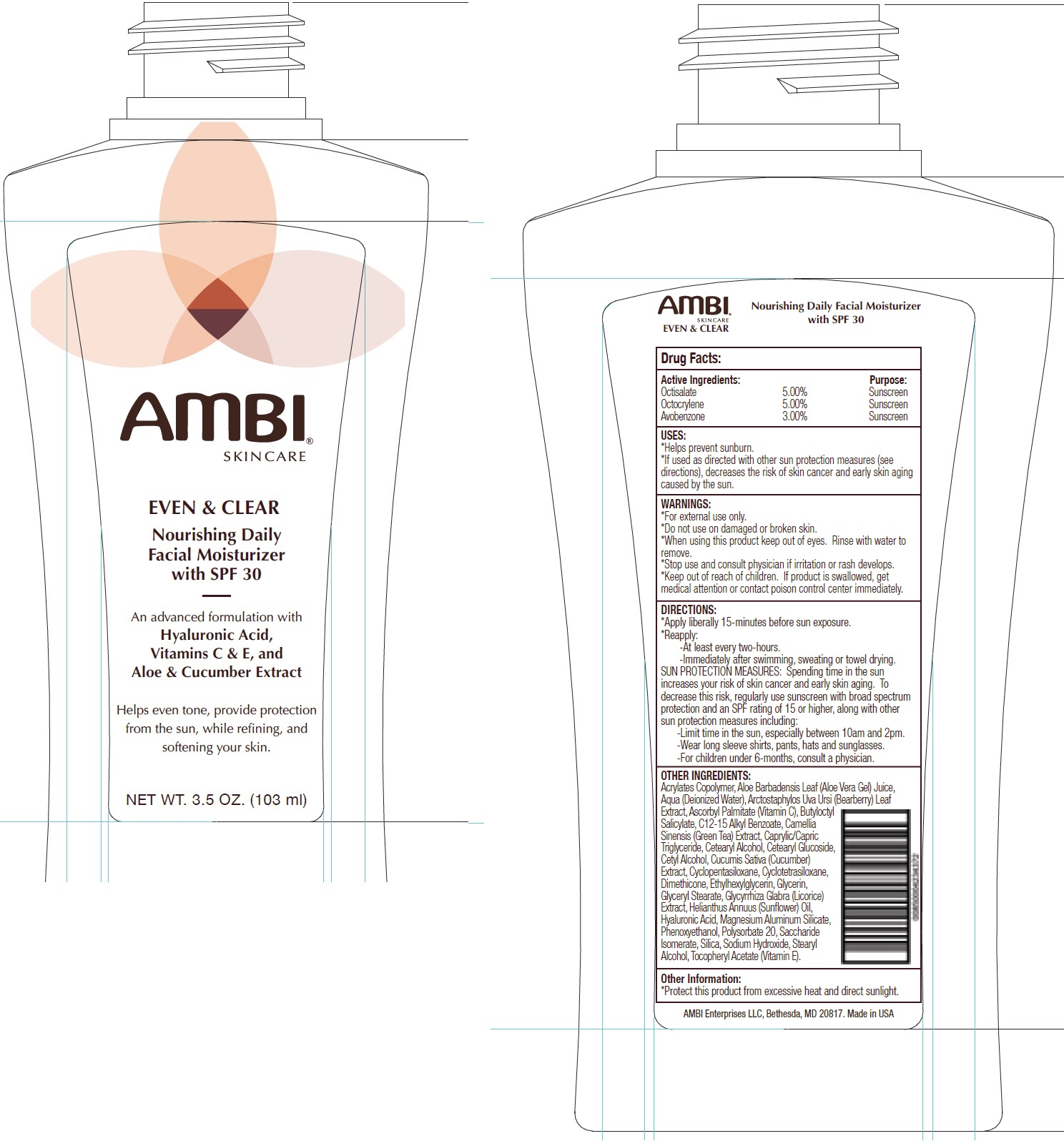 Pill image for ambi skincare even & clear daily facial moisturizer spf-30