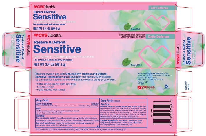 Pill image for 5820251 Cvs Restore & Defend Sensitive Fresh Mint