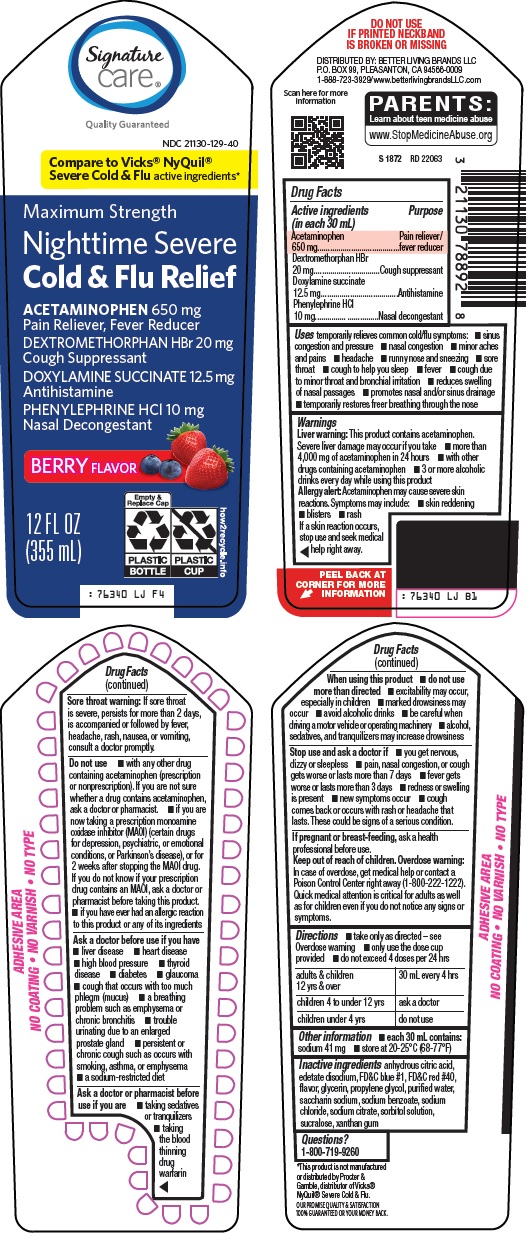 Pill image for Better Living Brands Llc Nighttime Severe Cold & Flu Relief Drug Facts