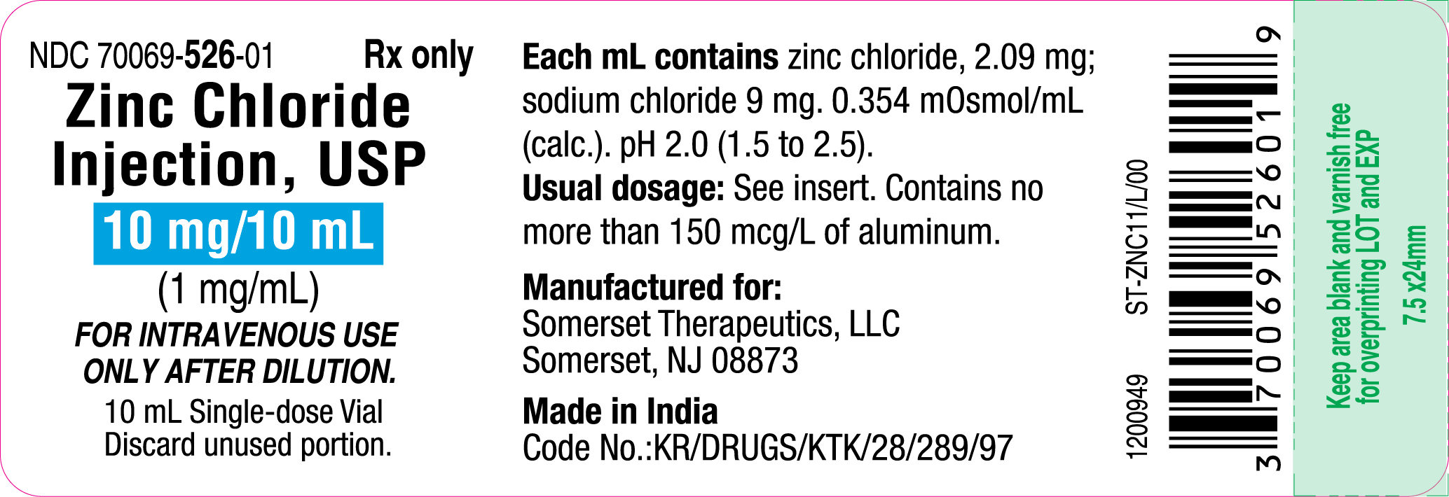 Pill image for Zinc Chloride Injection, Usp