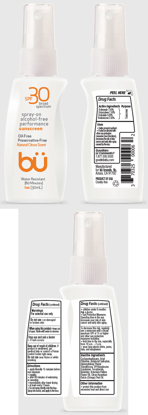 Pill image for Bü Spf 30 Broad Spectrum Spray On Alcohol-free Performance Sunscreen - Natural Citrus Scent