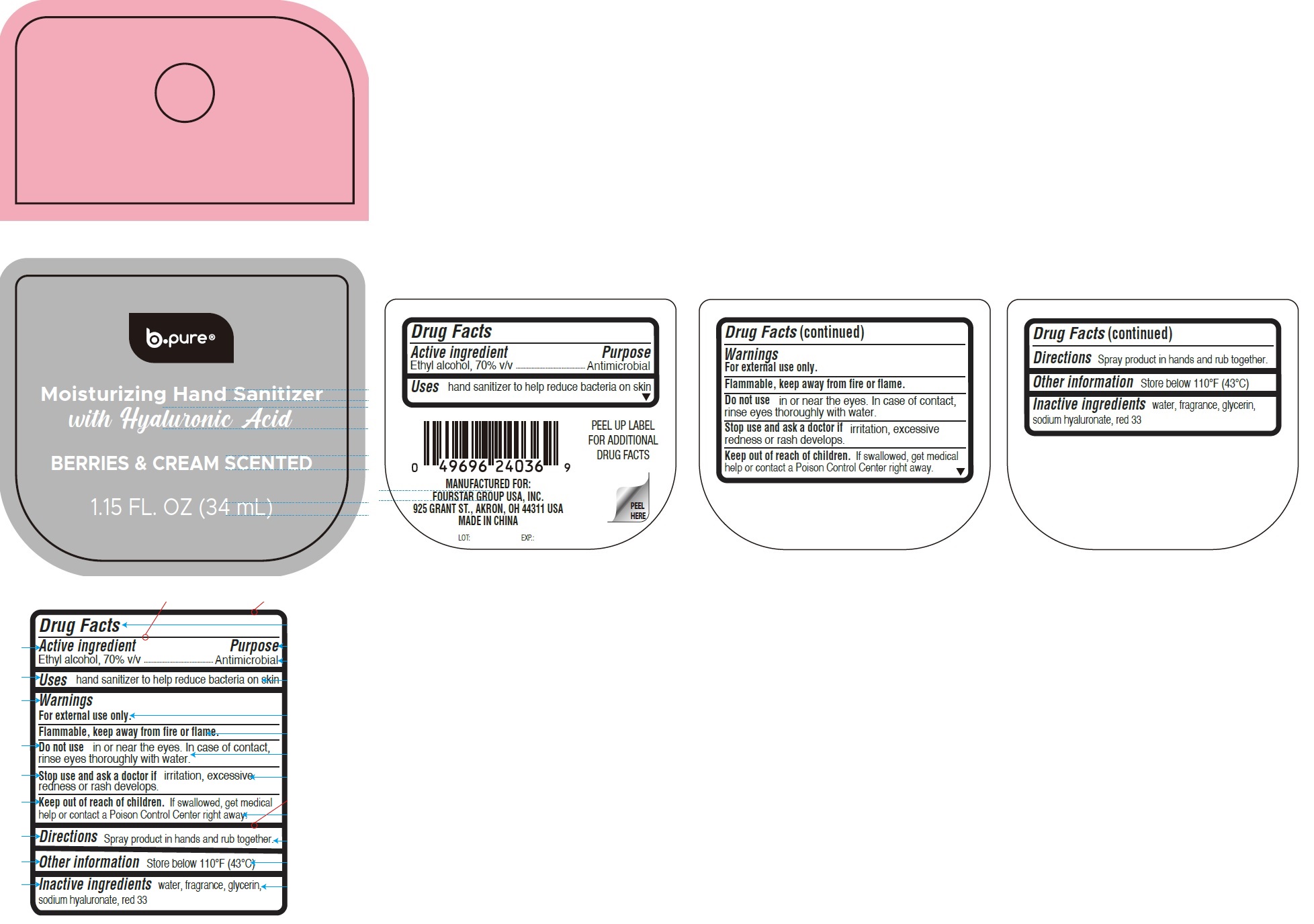 Pill image for B-pure Moisturizing Hand Sanitizer With Hyaluronic Acid, Berries & Cream Scented