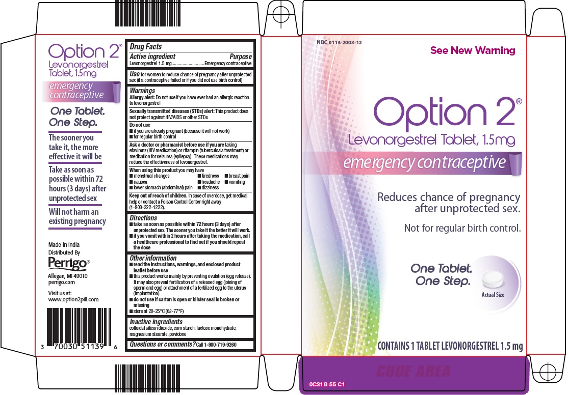 Pill image for Perrigo Option 2® Drug Facts