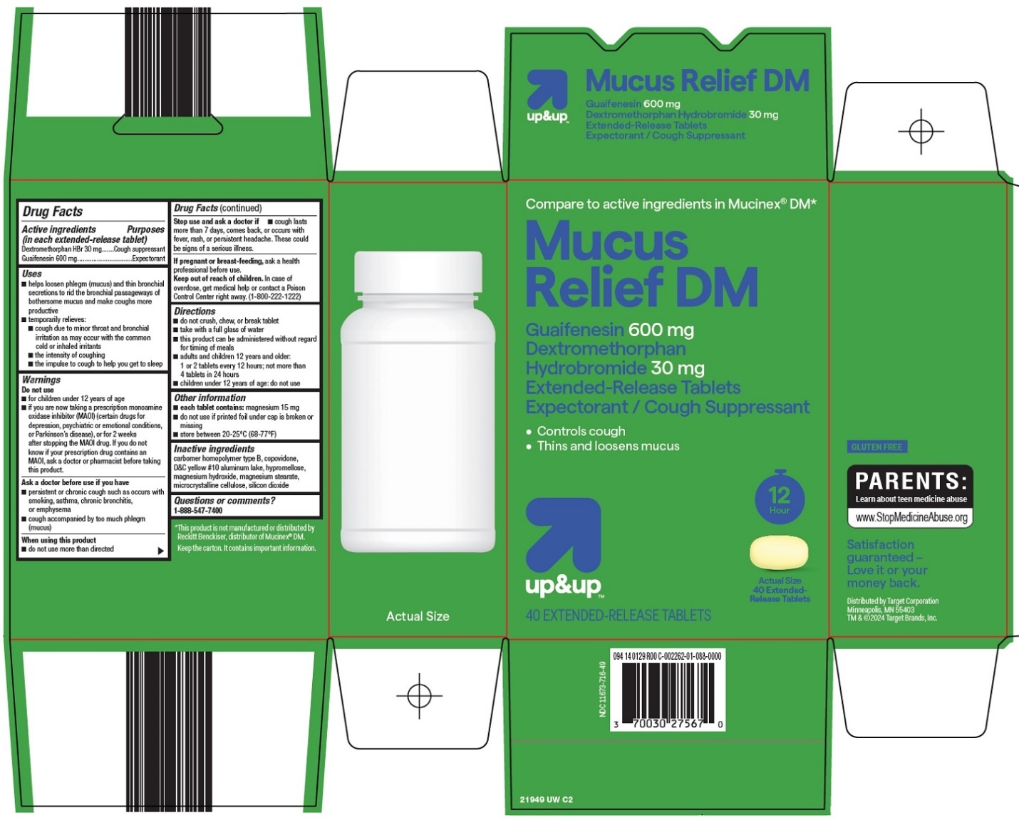 Pill image for Target Corporation Mucus Relief Dm Drug Facts