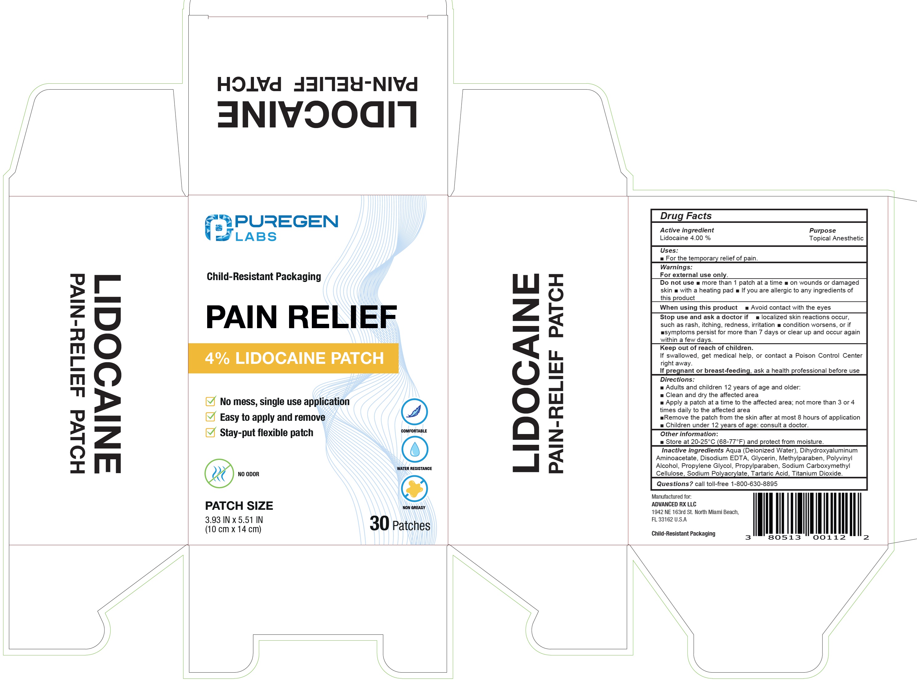 Pill image for Puregen Labs Pain Relief 4% Lidocaine Patch