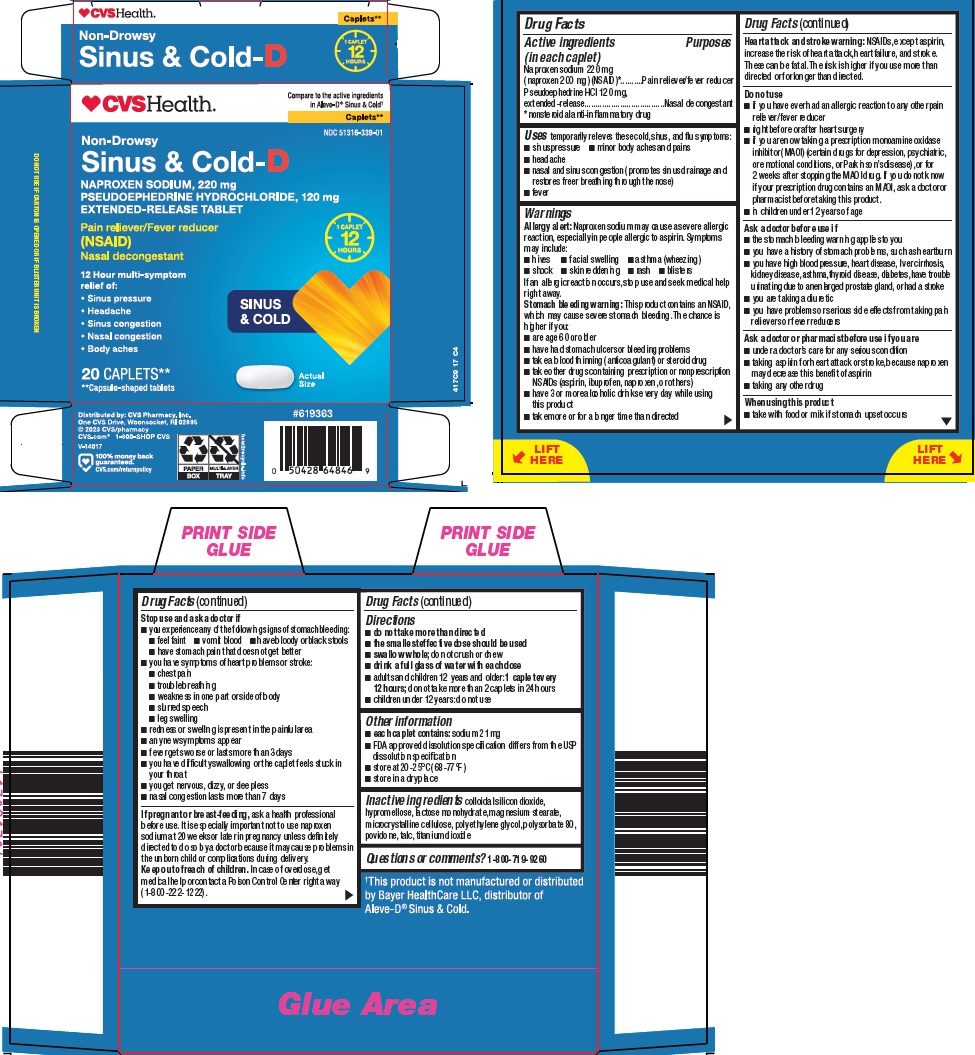 Pill image for Cvs Pharmacy, Inc. Sinus & Cold-d Drug Facts