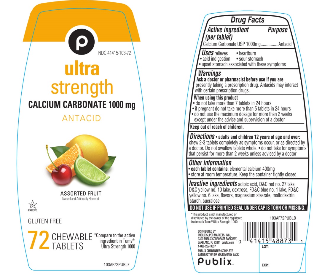 Pill image for Ultra Strength Antacid Calcium Carbonate 72 Chewable Tablets