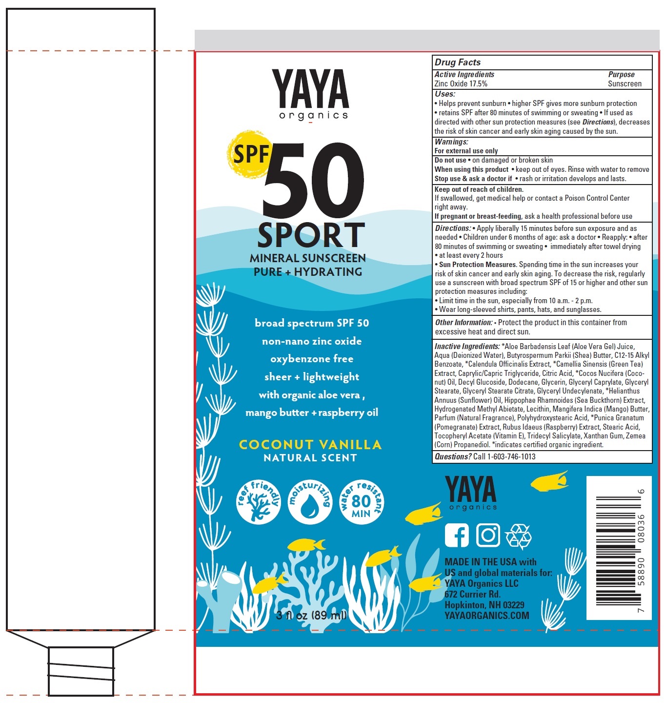 Pill image for yaya organics spf-50 sports cream