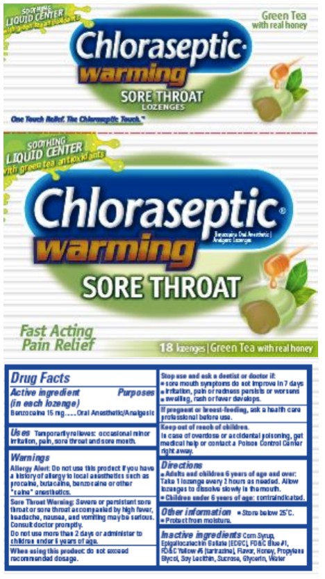 Pill image for chloraseptic warming green tea lozenge - 67172-020