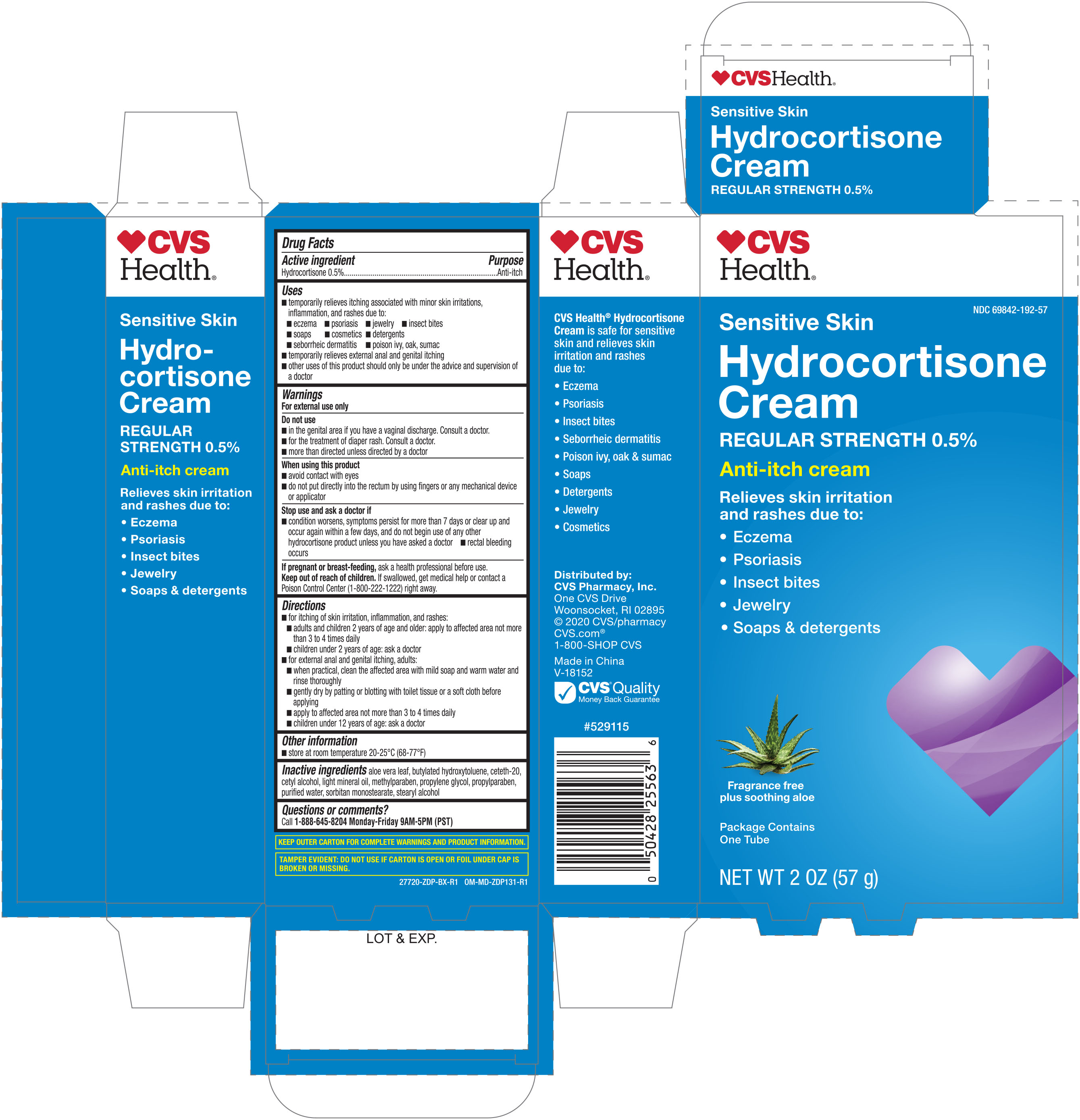 Pill image for Cvs Hydrocortisone Cream W/aloe 0.5% 2oz 27720 Zdp