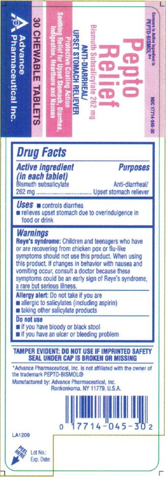 Pill image for pepto relief bismuth subsalicylate 262 mg
