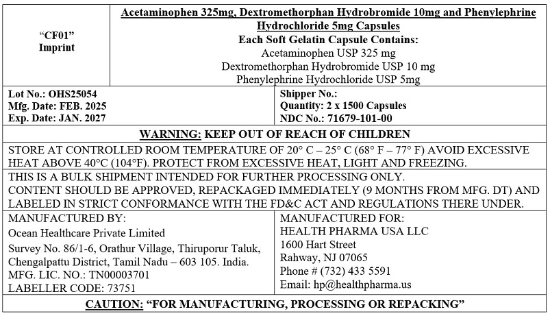 Pill image for Acetaminophen 325 Mg, Dextromethorphan Hydrobromide 10 Mg, Phenlyephrine Hydrochloride 5 Mg Softgel (day-time)