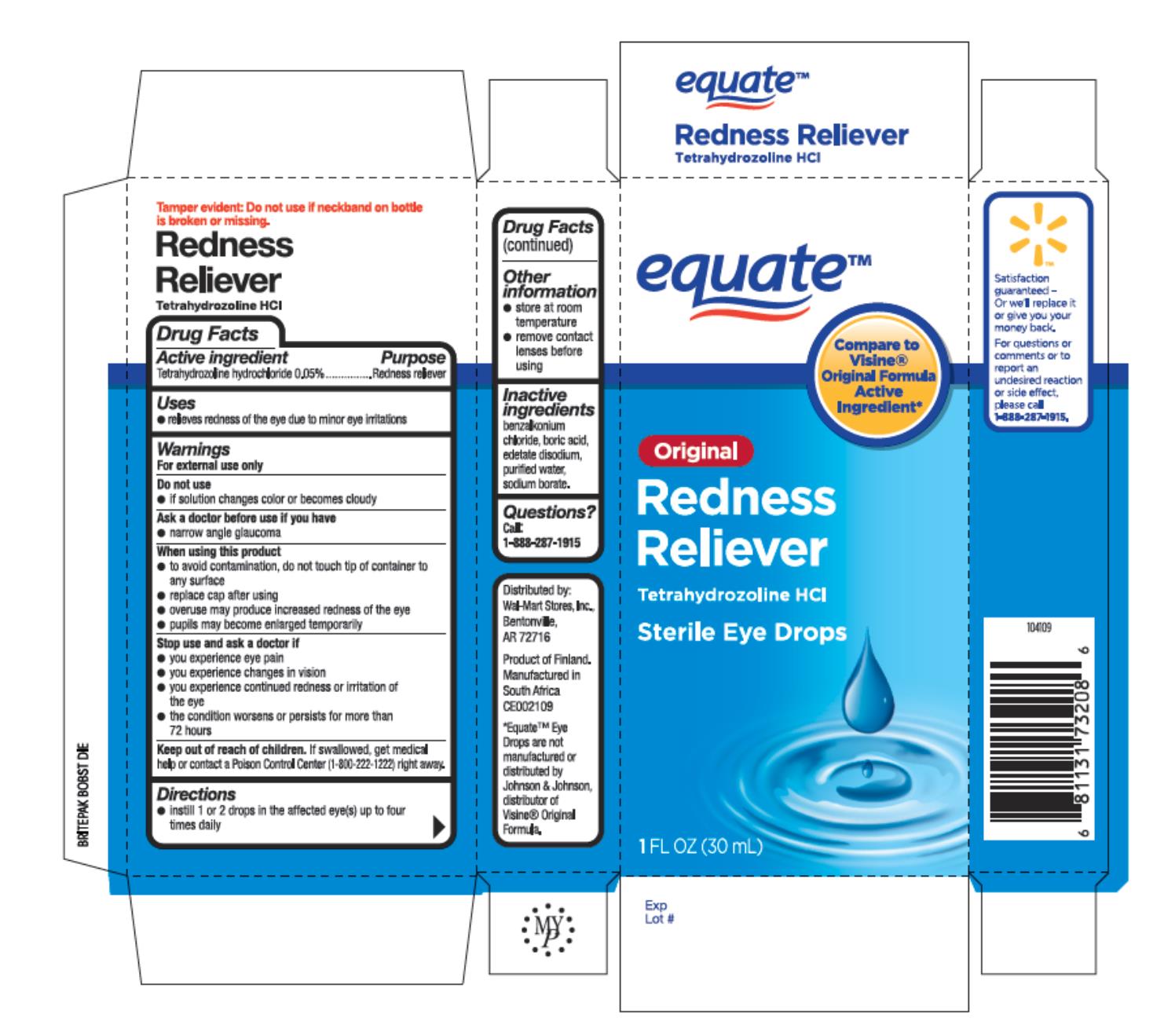 Pill image for Equate Redness Relief Eye Drops - Tetrahydrozoline Hcl