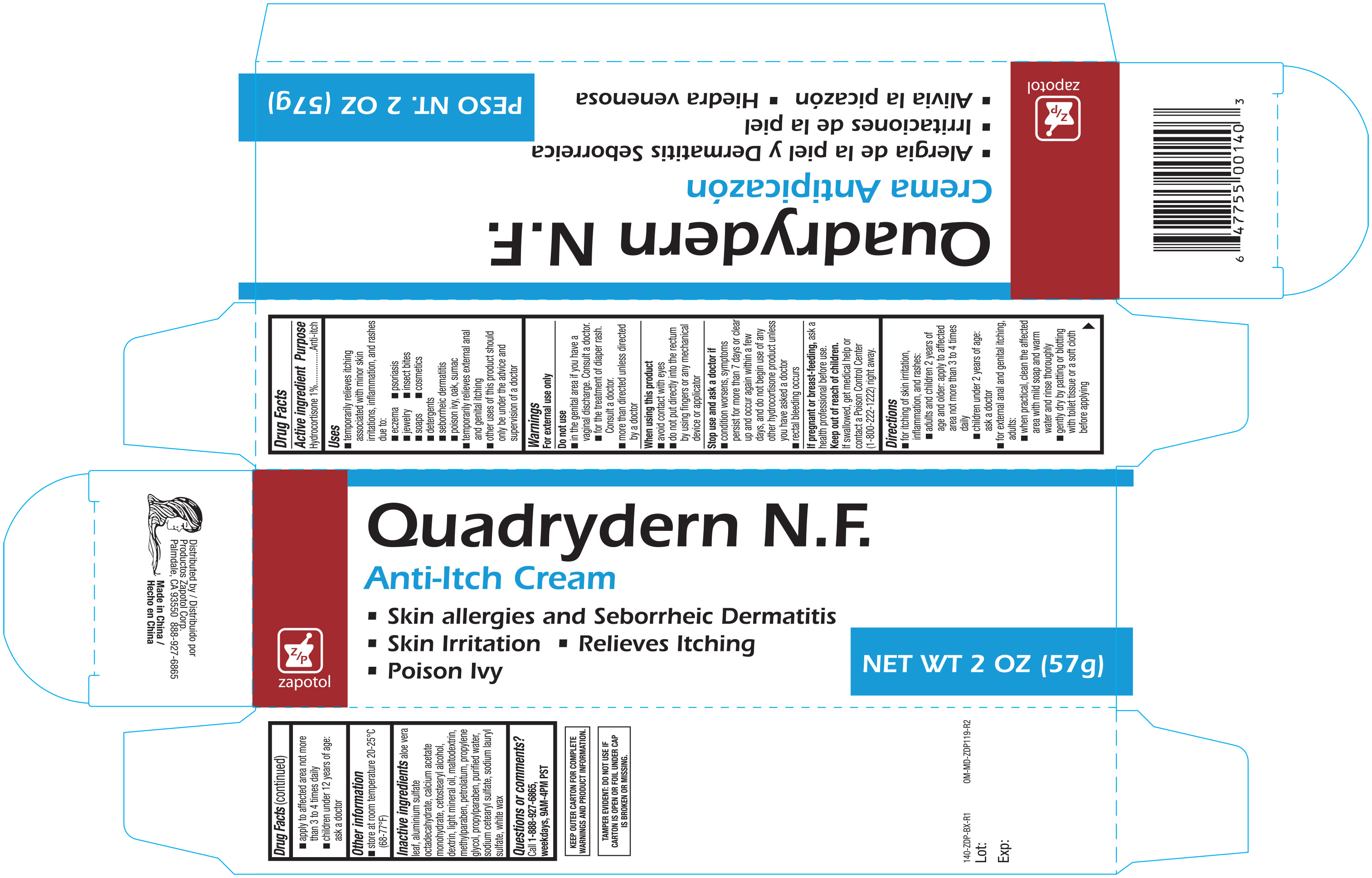 Pill image for Quadrydern N.f. Anti-itch Cream 2oz 140a