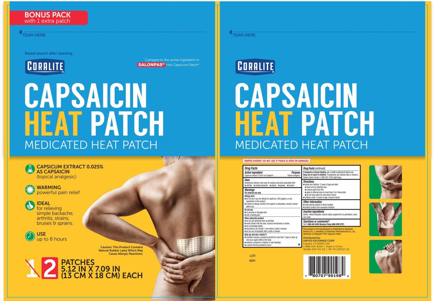 Pill image for Coralite Hot Capsaicin Patch 1ct, 2ct (nb Salonpas) 90132a And 90198