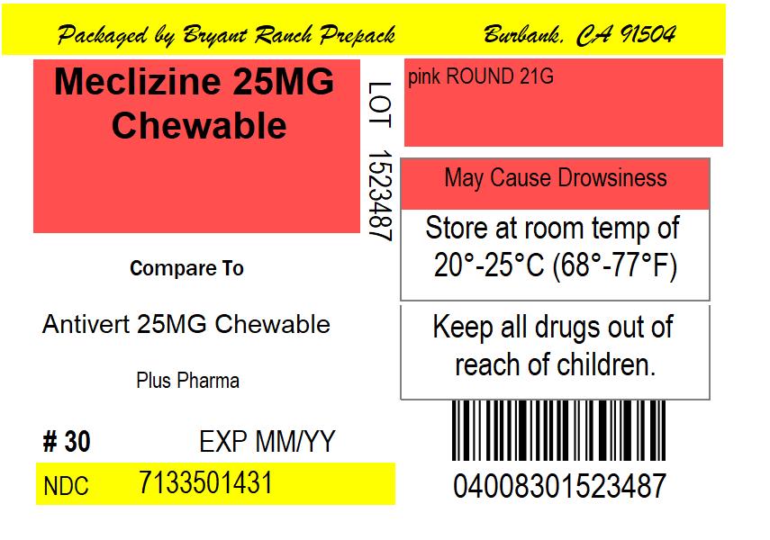 Pill image for Meclizine Hcl 25 Mg Chewable Tablets