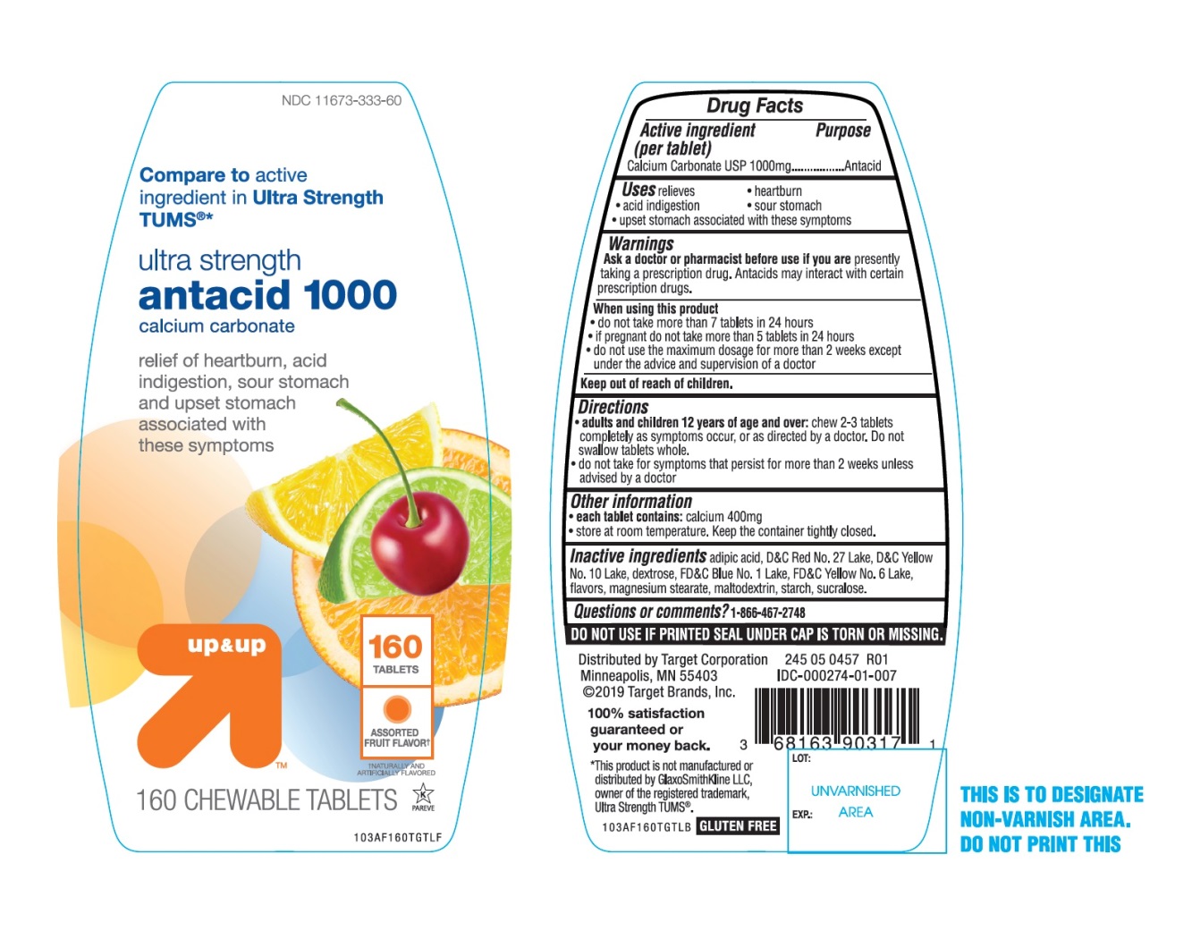 Pill image for Ultra Strength Antacid 1000 Chewable Tablets