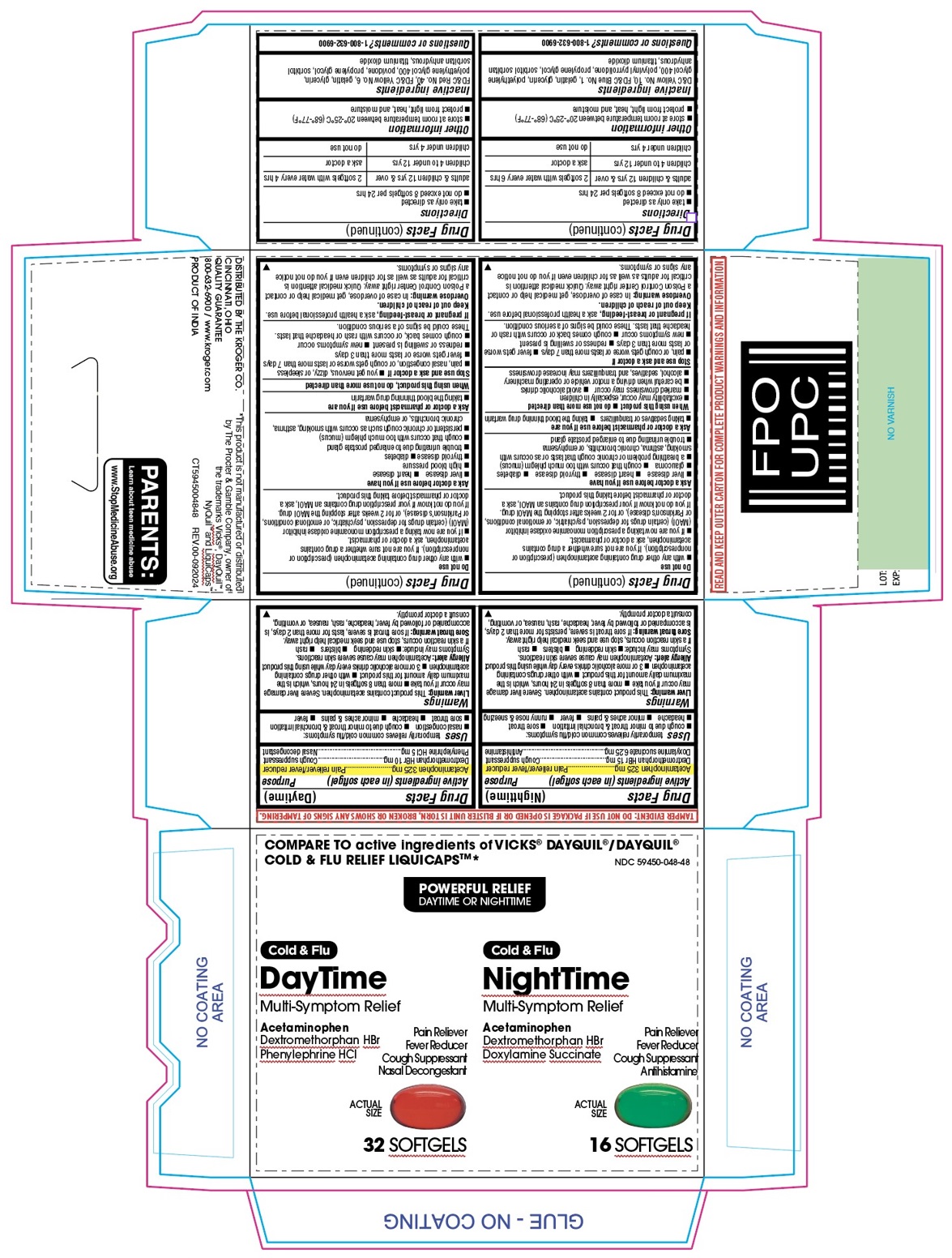 Pill image for Kroger Daytime And Nighttime Cold & Flu Softgels
