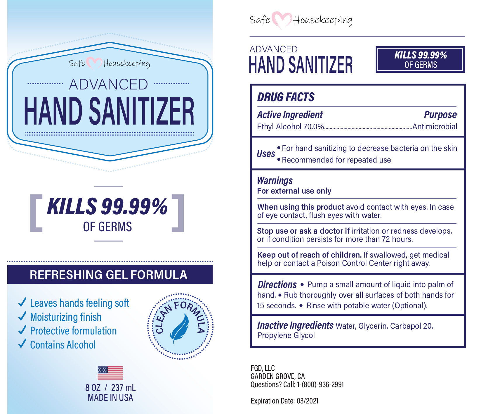 Pill image for Safe Housekeeping Advanced Hand Sanitizer