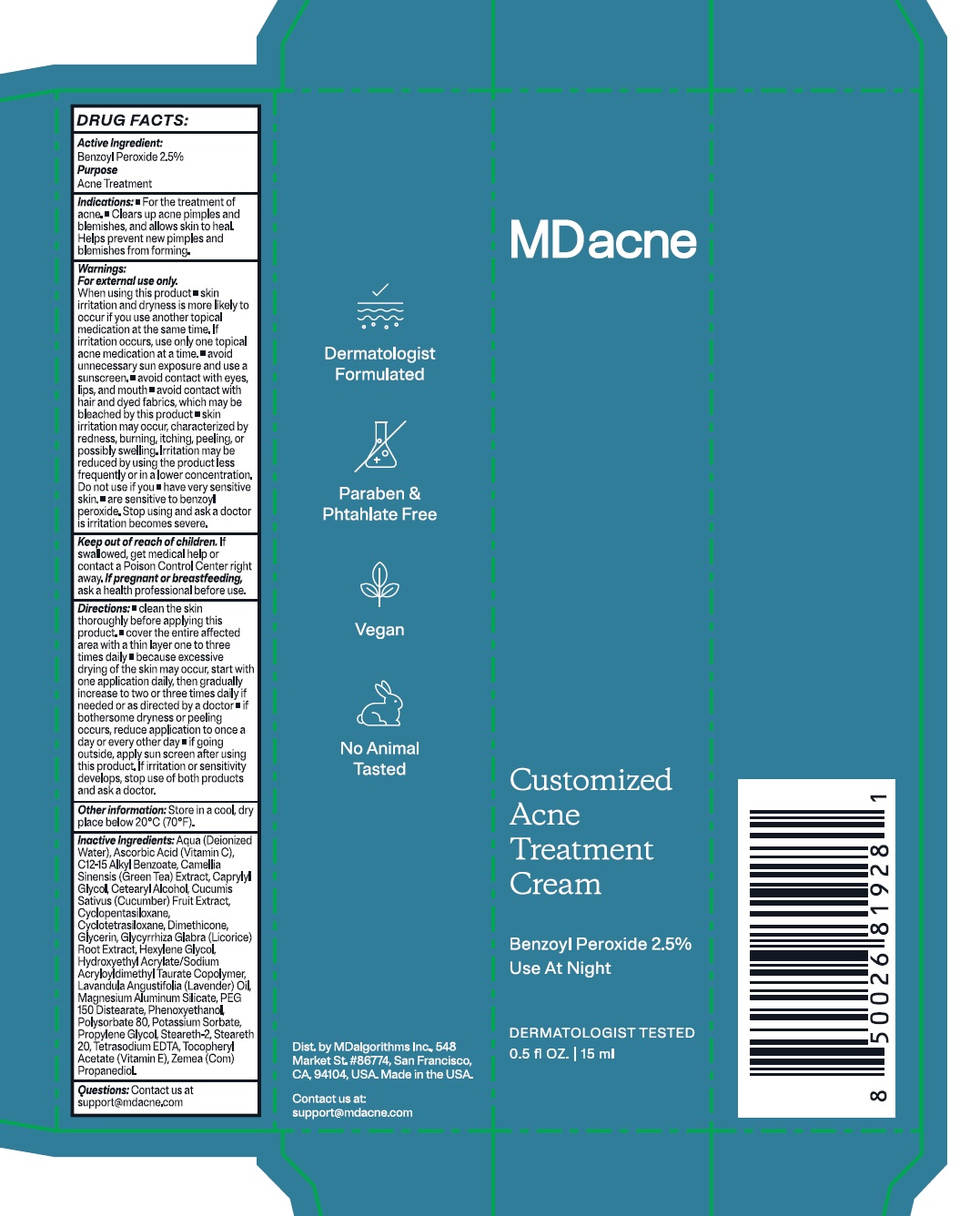 Pill image for Mdacne Customized Acne Treatment Cream Benzoyl Peroxide 2.5%