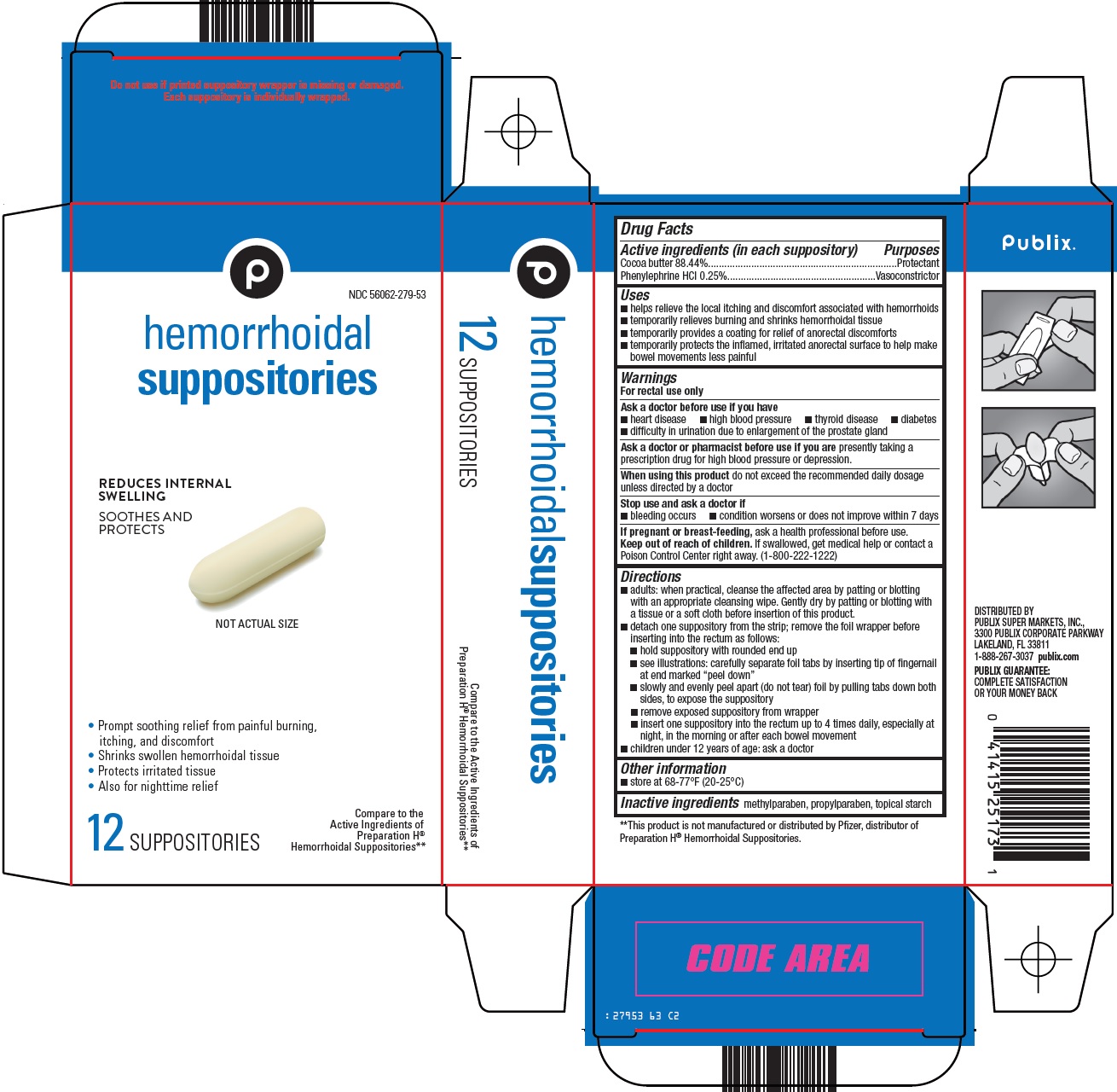 Pill image for Publix Super Markets, Inc. Hemorrhoidal Suppositories Drug Facts