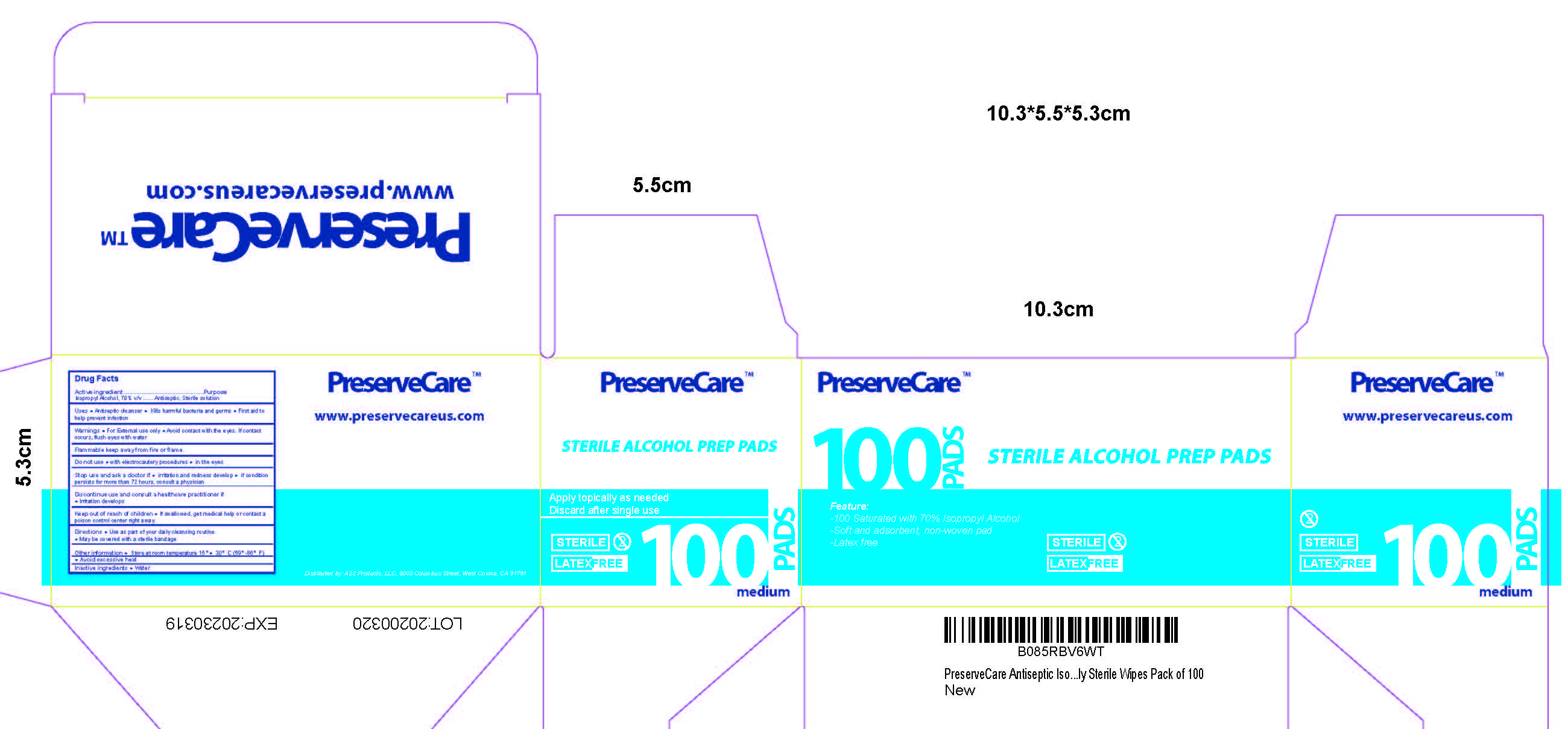 Pill image for Preservecare Sterile Alcohol Prep Pad - 100pcs