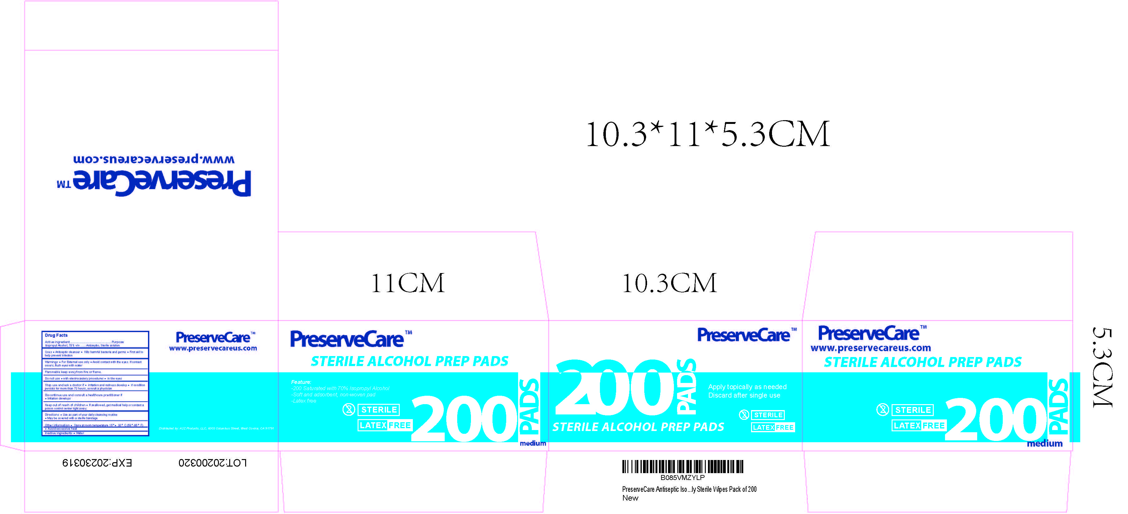 Pill image for Preservecare Sterile Alcohol Prep Pads - 200pcs