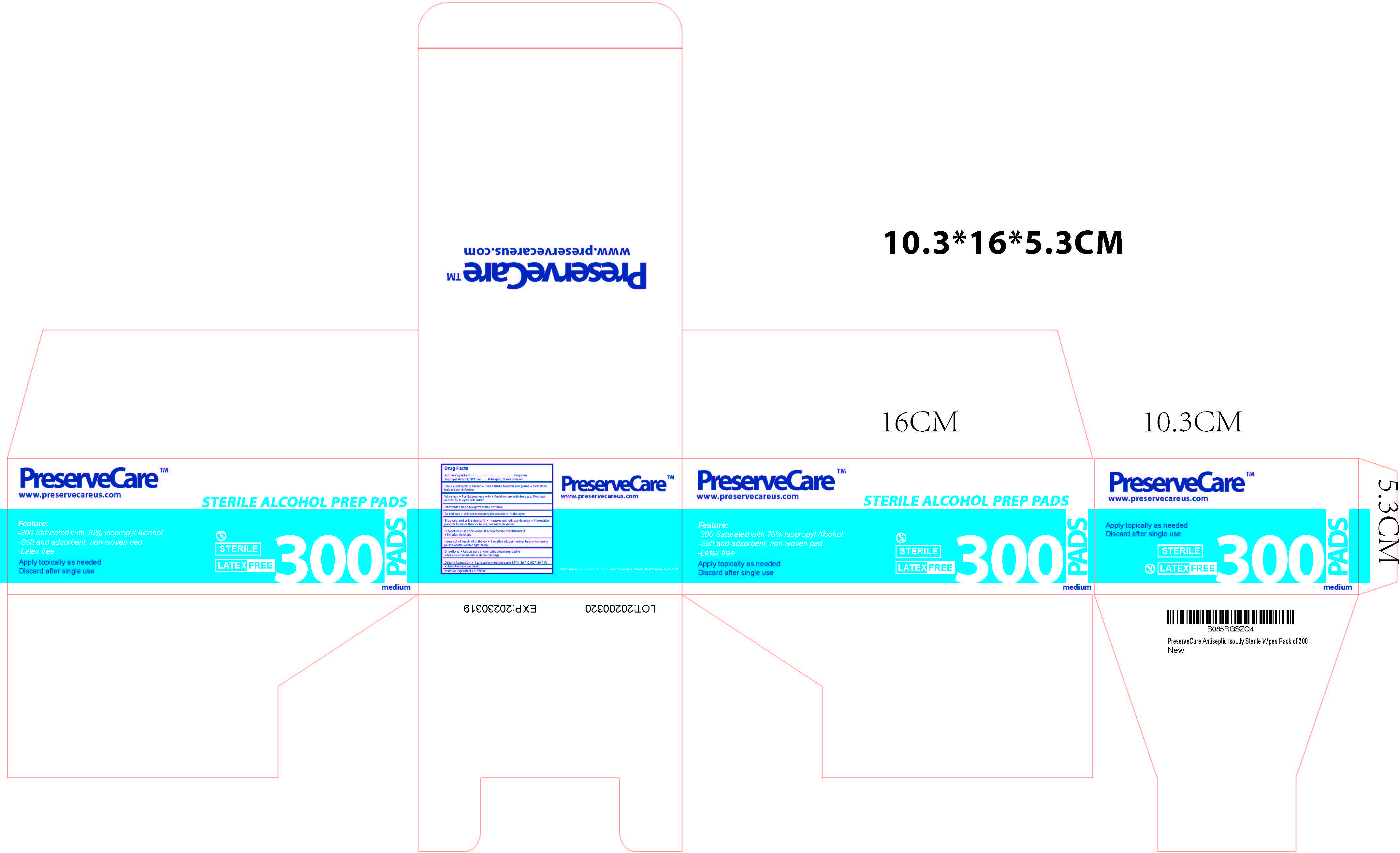 Pill image for Preservecare Sterile Alcohol Prep Pad - 300