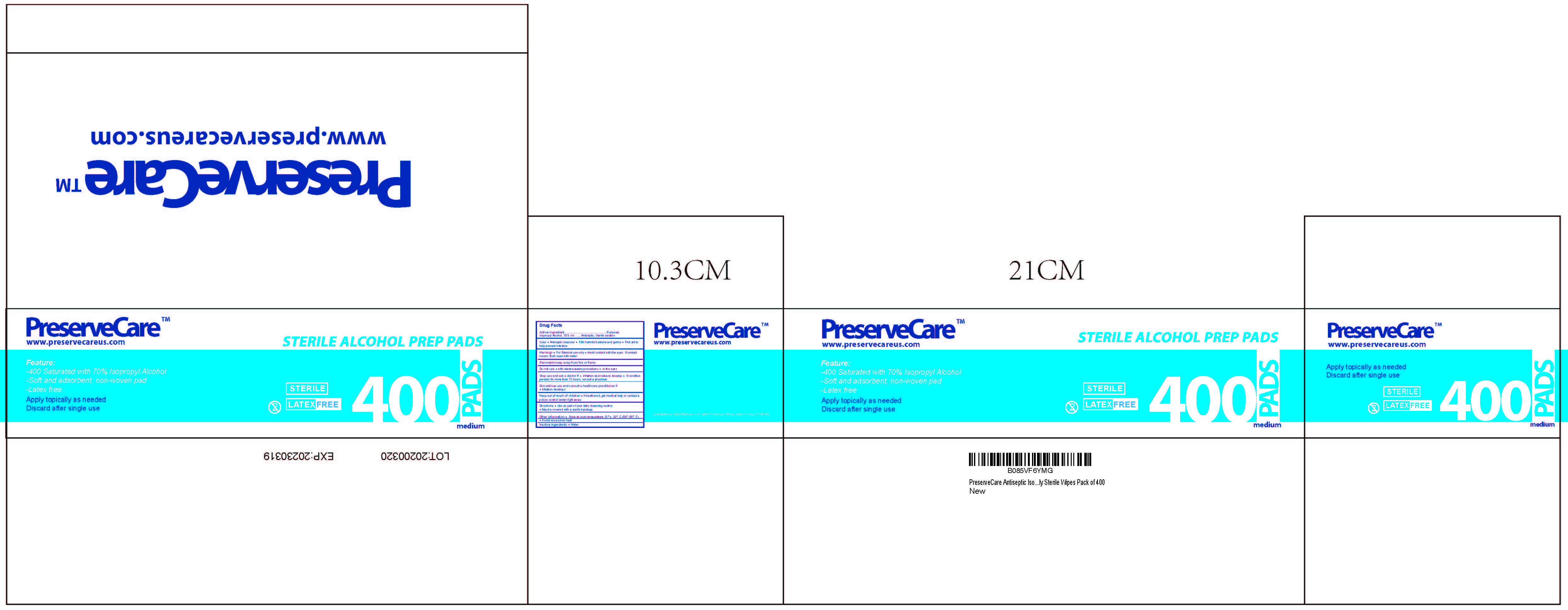 Pill image for Preservecare Sterile Alcohol Prep Pads - 400pcs