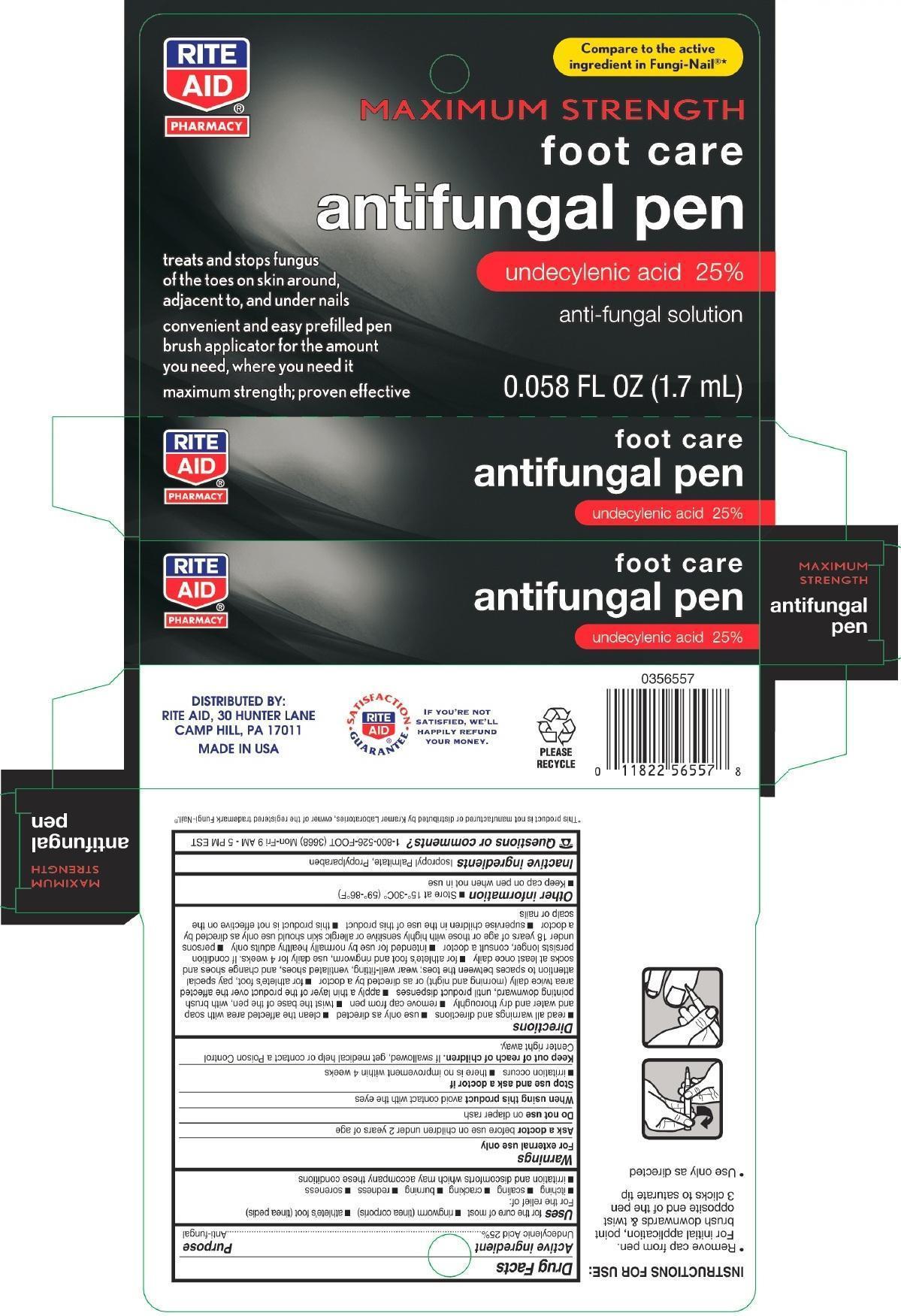 Pill image for Rite Aid Maximum Strength Foot Care Anti-fungal Pen - Drug Facts
