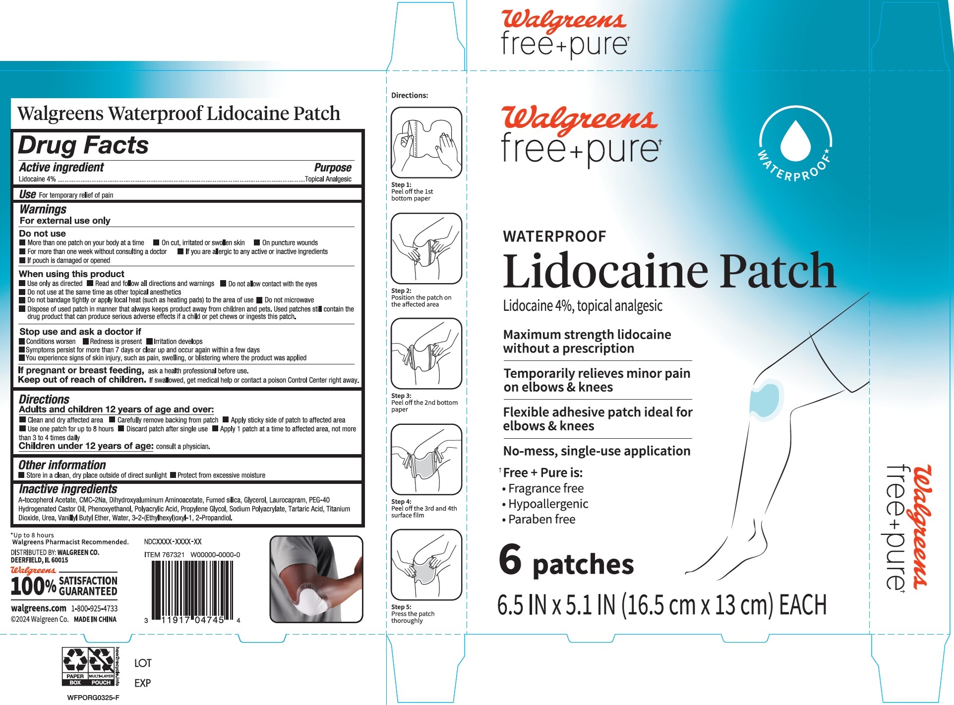 Pill image for Walgreens Lidocaine 4% Patch Knee & Elbow, 6 Patches